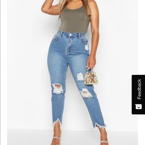Distressed mom jeans